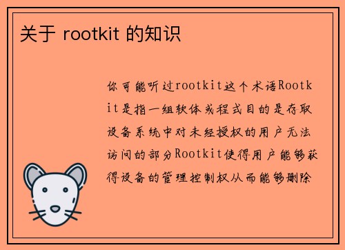 关于 rootkit 的知识 